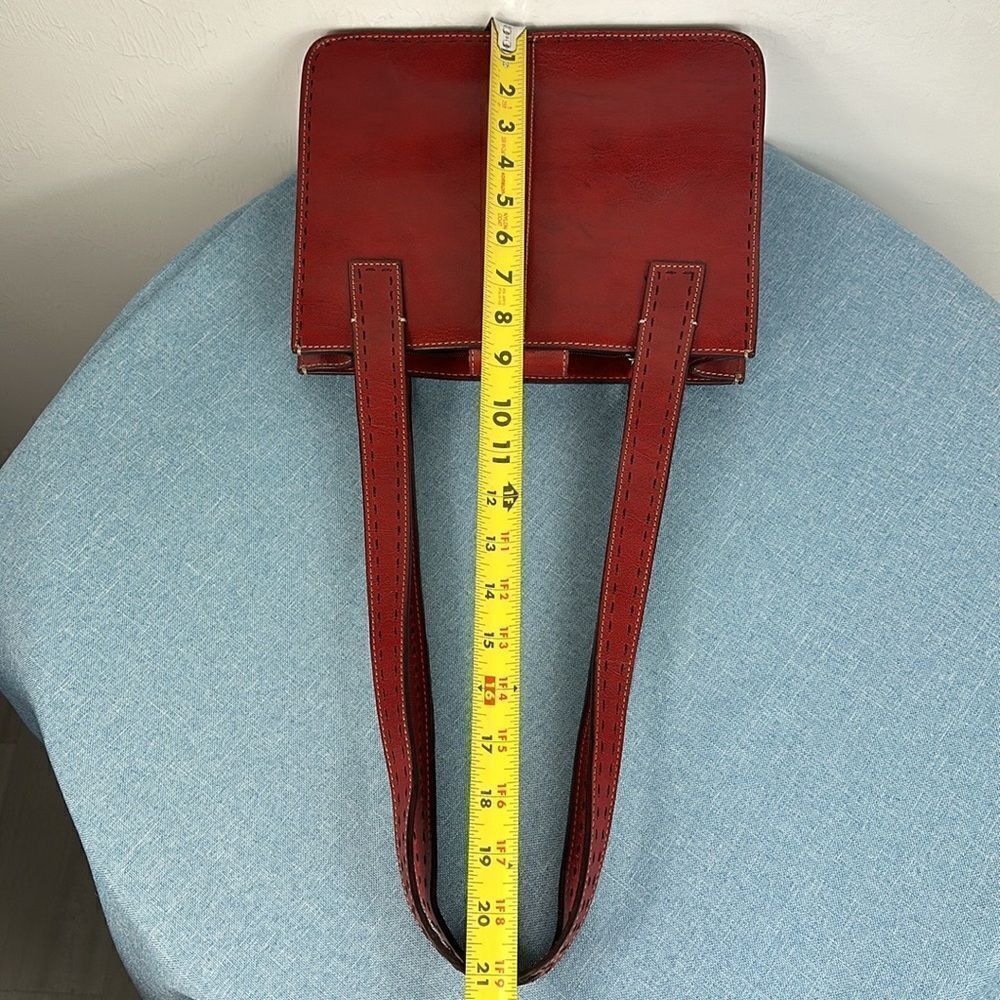 Fossil Vintage Red Leather Contrast Stitch Shoulder Bag - Picture 7 of 9